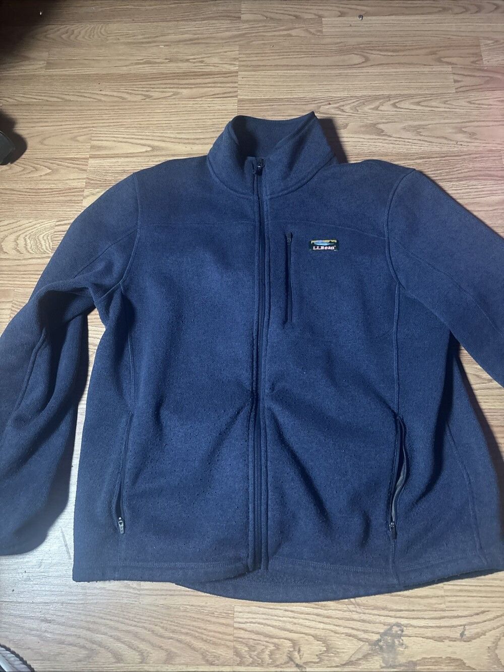 LL Bean Full Zip Sweater Fleece Slightly Fitted Jacket Blue Men’s L Reg 504938